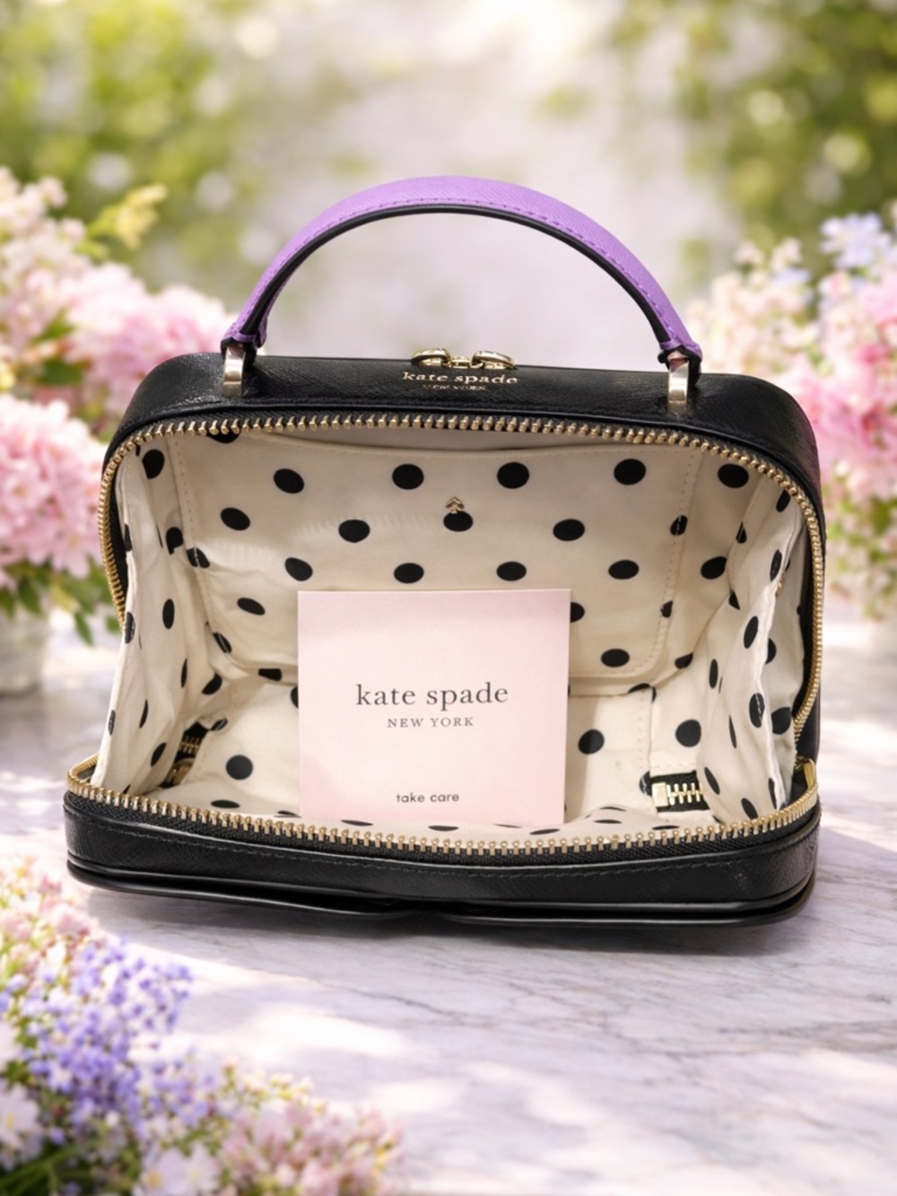 Kate Spade Cabana Polka Dot Crossbody Bag in White and Lavender - Picture 8 of 16